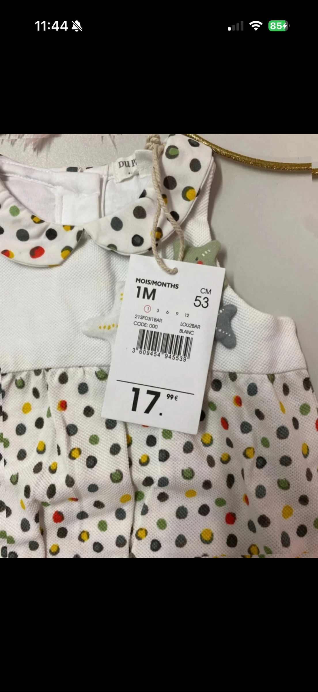 Macacão para bebê com pontos multicoloridos (novo) - Tamanho 1 mês – photo 3